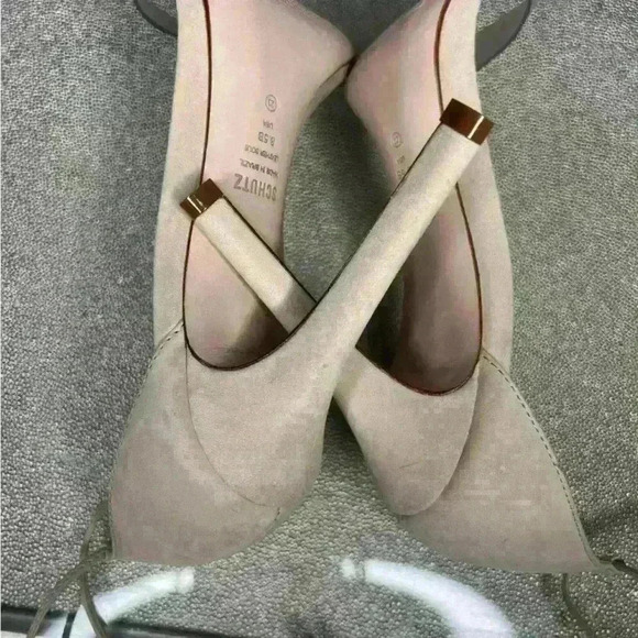 Schutz N7530* Women’s Josseana Open Toe Eggshell Ecru Nubuck High-Heel Sandals - Picture 6 of 7